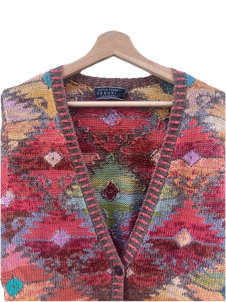 Cárdigan Largo Tejido Algodón Pima Peruvian Connection Suéter Navajo Azteca Para Mujer S Foto 4 de 4