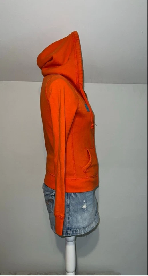 Women's Hollister Orange Blue Full-Zip Hoodie SMALL Y2K 2000s - Image 3 of 4