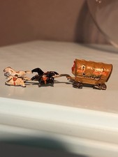 Vintage Metal Covered Wagon  Horses Miniature Toy