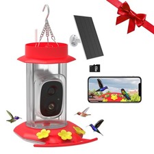 Hummingbird Feeder with Camera - Solar-Powered, Vicohome 2K HD Camera  AI Bi...