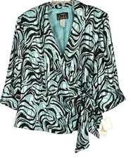 Alex Evenings Teal Black Silver Blazer Women's Sz 3X NEW With Tags
