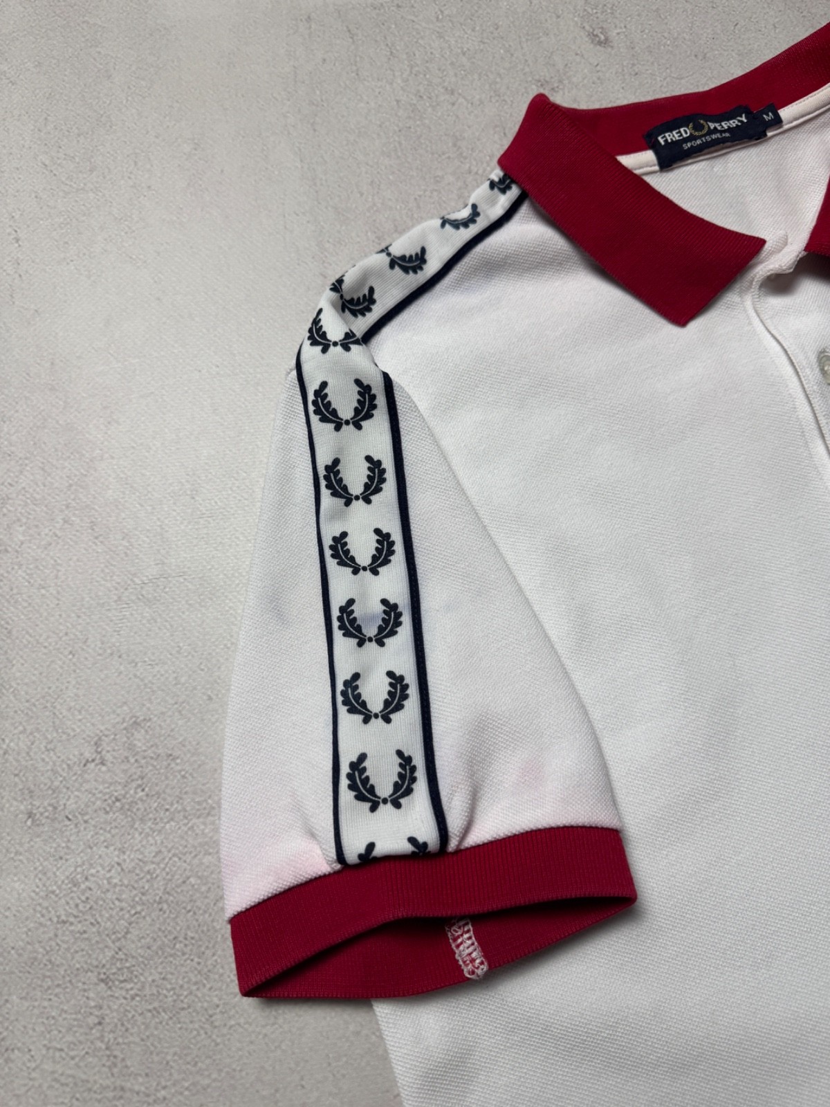 Fred Perry Polo Shirt Lampas England White Mens M Size Rare image 7