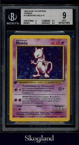1999 POKEMON BASE SET MEWTWO FIRST EDITION HOLO #10 GERMAN BGS 9 MINT