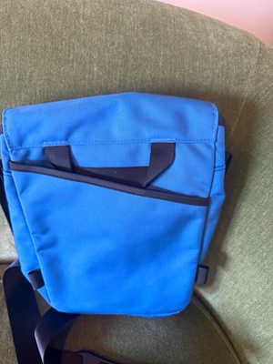 TOM BIHN Small Blue/Black Crossbody Bag Buckle Closure Adjustable Strap