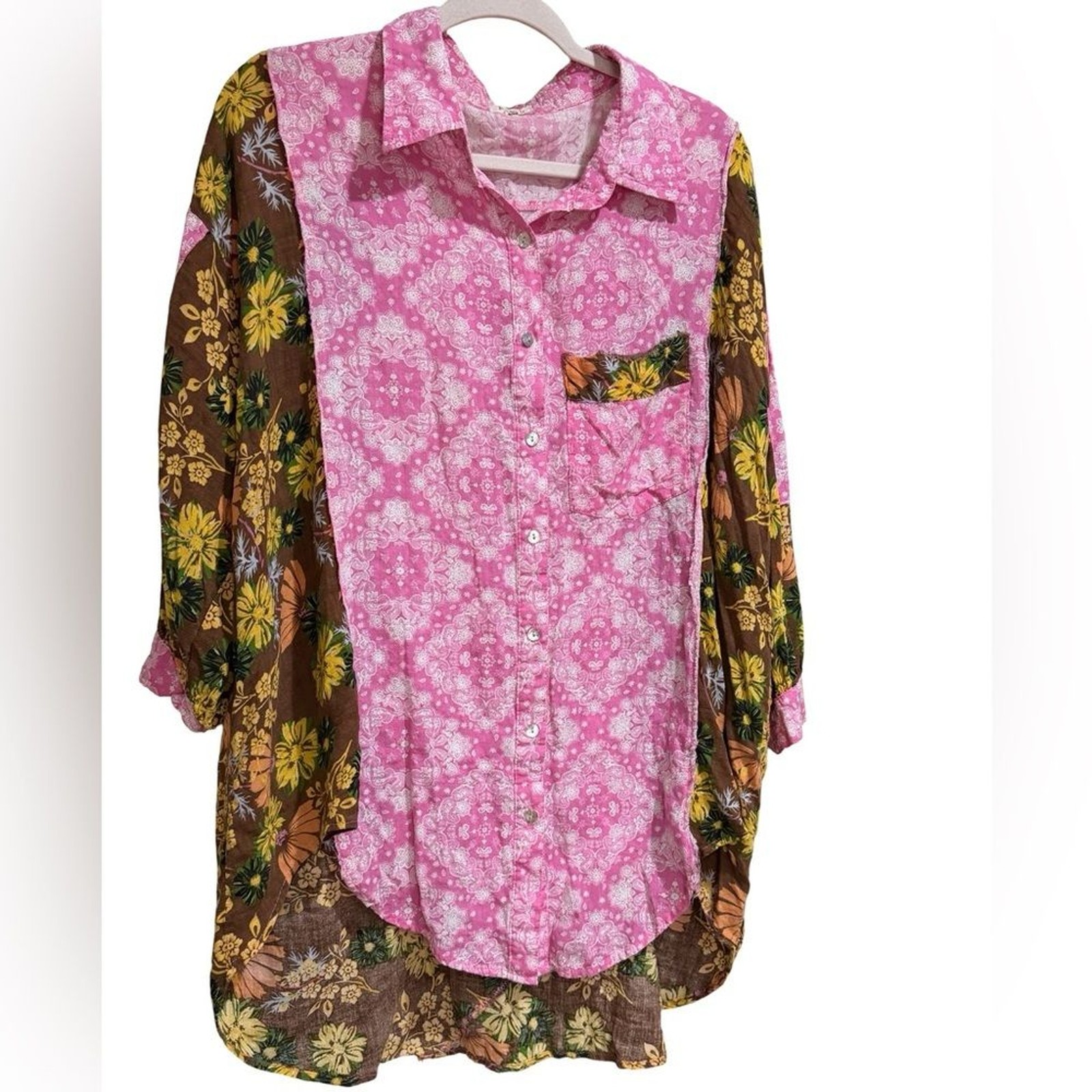POL Patchwork Floral Button-Down Shirt – Women’s … - image 1