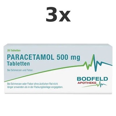 3x Paracetamol 500 mg Tabletten Bodfeld Apotheke 20 St - PZN 18300033