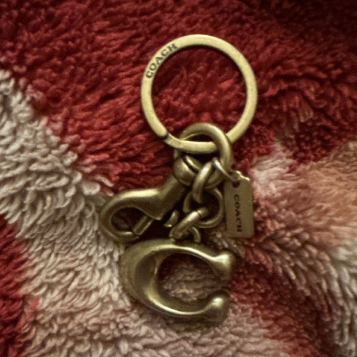 Coach Bronze Metal Key Chain Solid Pattern Logo A… - image 1