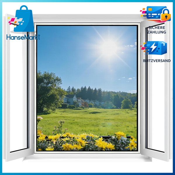 Fliegengitter Fenster Insektenschutz Ohne Bohren Zuschneidbar 150 X 180 Cm-image