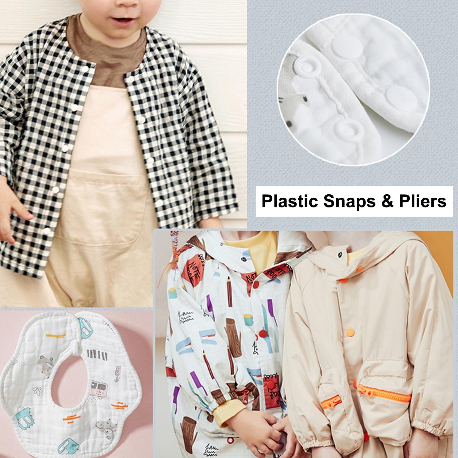 Plastic Snaps with Snap Pliers, 460 Sets 24-Colors Snap Buttons for Sewing, S...