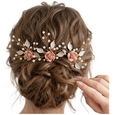 Soft for clay Flower Hair Pins Set 3pcs for Women Bridal Wedding Hair Accessory