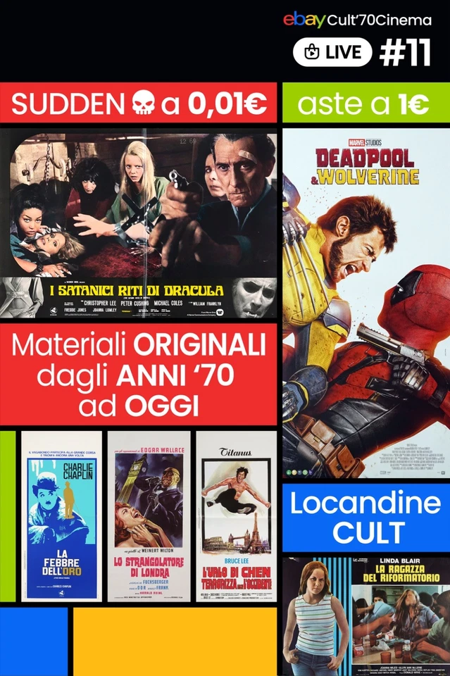 #11 LIVE - Cult70Cinema - Archivio Cinema Vintage: Aste da 1€ + Sudden Deat