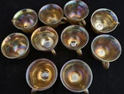 Vintage Indiana Carnival Glass Cups Harvest Grape Pattern  Marigold X 10