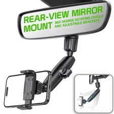 Cellet Rear-View Mirror Mount, Universal Car Mount with 360° Rotating Cradle