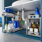 Under Sink Organizers and Storage, 2 Pack under Kitchen Bathroom Sink Organizer,