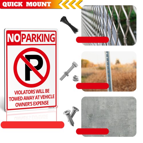 Anley 2 Pack No Parking Sign - Rust-Free Weatherproof Aluminum Warning Signs - Picture 4 of 6