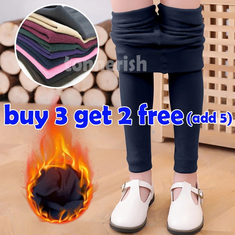 3-12 Years Kids Winter Thermal Fleece Lined Leggings Girls Slim Trouser  Pants UK