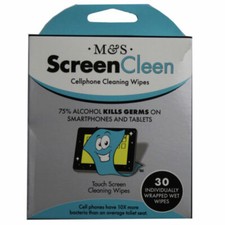 M&amp;s Screencleen 30 Pack 75% Alcohol Screen Cleaning Wipes