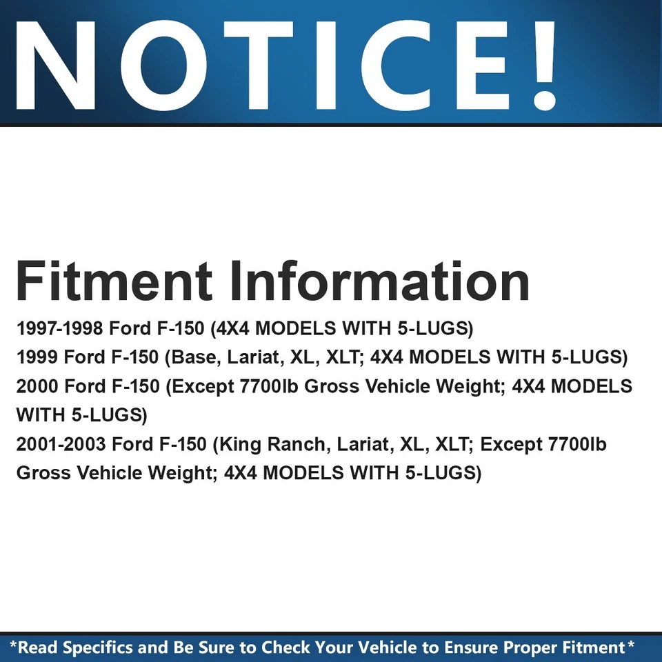 Pastillas de freno rotores de disco delanteros 4x4 para Ford F-150 1997-2001 2002 2003 4x4 5 orejetas Foto 2 de 4