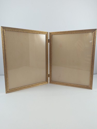 Antique 8x10 Double Hinged Photo Picture Frame Ornate Gold Tone Freestanding - Picture 21 of 21