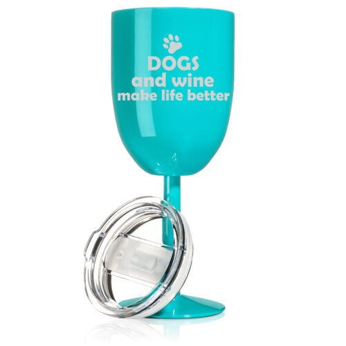Wine Tumbler Glass Double Wall Vacuum Insulated Dogs and Wine Make Life Better - 第 1/1 張圖片