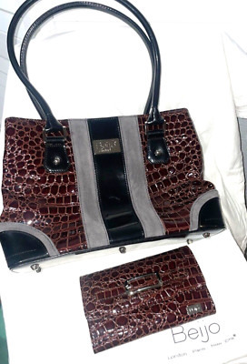 Beijo Tote Bag + Wallet 2Pc Set NWOT Croc Embossed