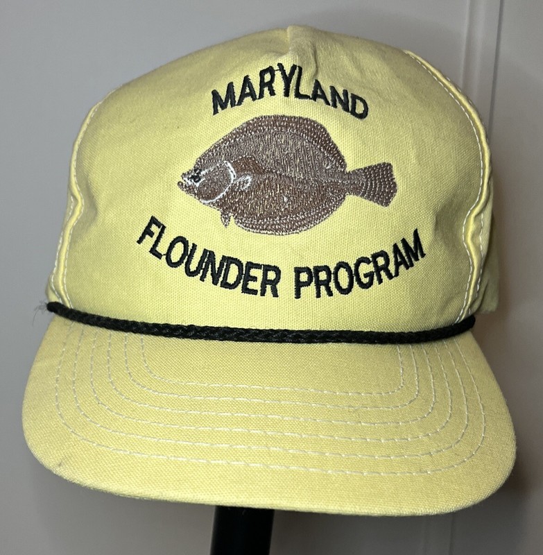 Vintage Maryland Flounder Program Brown Yellow Baseball Style Cap Trucker Hat
