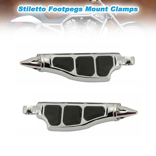 Stiletto Footpegs Mount Clamps Foot Pegs Pedals Fits For Harley Street Glide - Picture 6 of 7