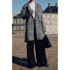 Rails Plaid Anders Coat Wool Double Breasted Gray Black Size Medium 