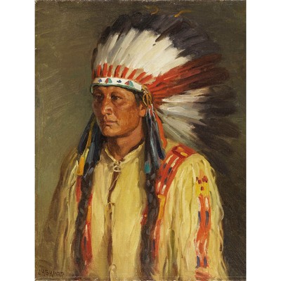 GEMÄLDE PORTRAIT STUDIE INDIANER SHARP JERRY POSTER KUNSTDRUCK BB12204B