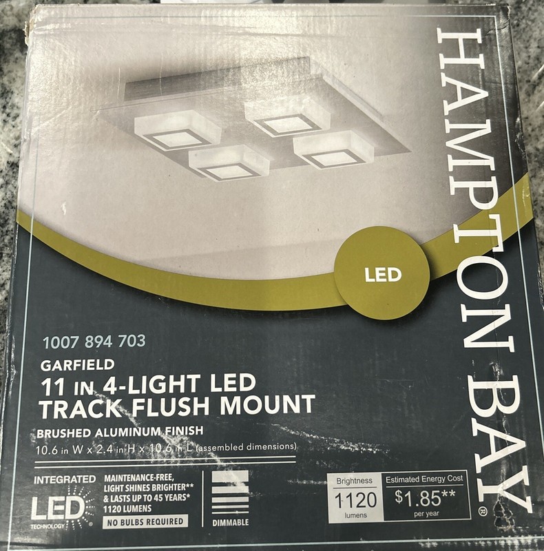Hampton Bay Garfield 11 In 4-Light LED Track Flush Mount 1007 894 703 - NEW!
