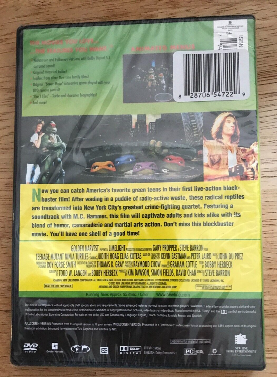 NEW ~ TEENAGE MUTANT NINJA TURTLES ~THE MOVIE ~ DVD ~ SNAPCASE