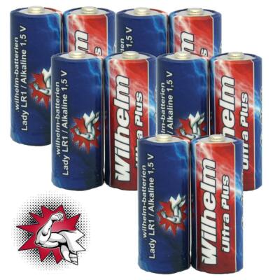 10 x Wilhelm Lady Batterie  N-LR1, LR01, E90, MN9100, 910A Ø10,1 x 30,0mm 1,5V