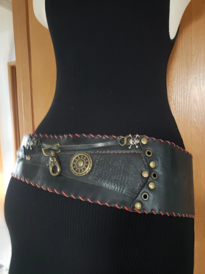 Cinturón de cuero holgado hecho a mano disfraz gótico boho steampunk Burning Man Festival Foto 3 de 4