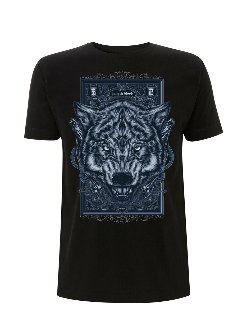 t-shirt wolf COTONE 100% maglietta stampata lupo aderente manica - Main Image