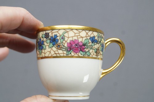 Set of 4 Bawo & Dotter Limoges Art Nouveau Floral Demitasse Cups & Saucers - Picture 4 of 10
