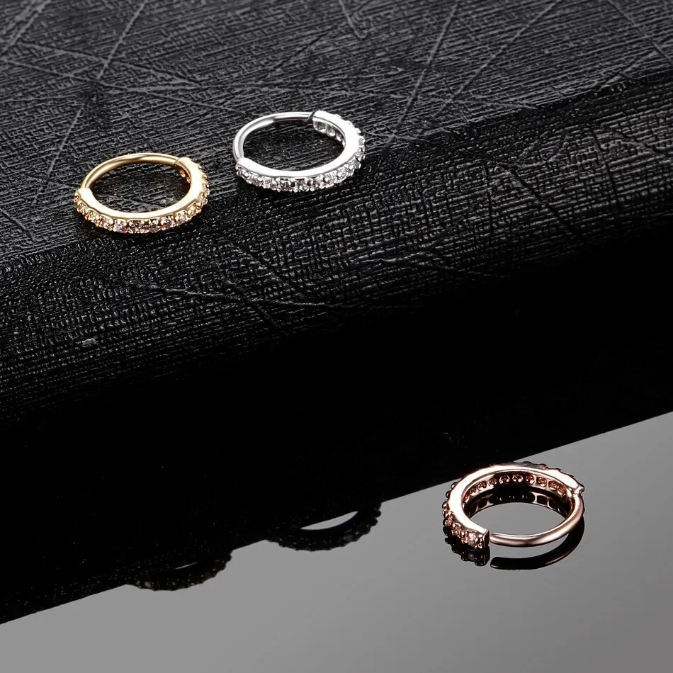 Mini Nasenring Nasenpiercing Strass Steine Zirkonia Ø0,8cm Knorpel Körper 3farbe - Bild 2 von 4