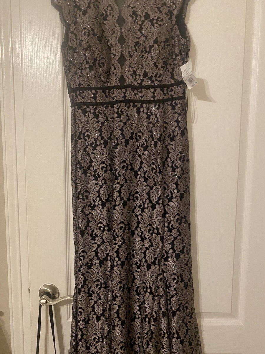 Morgan & Co (Davids Bridal) Black and Gold Mermaid Dress SIZE 8