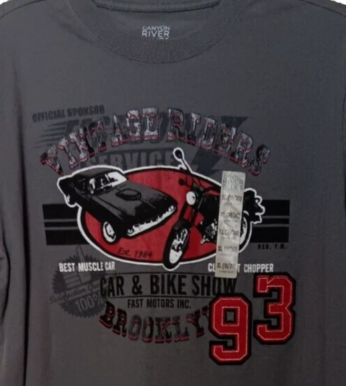 VTG Riders Long Sleeve Shirt Canyon River Blues XL 18-20 Cars Bikers Chopper NWT - Image 2 of 4