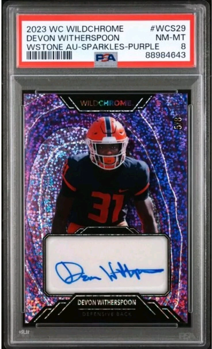 Devon Witherspoon Wild Card Wildchrome Draft Wildstone Autographs #WCS29 Sparkles-Purple