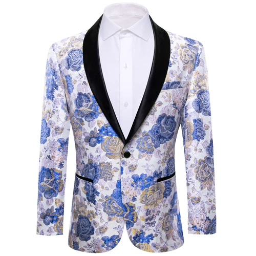Para Hombres Floral Esmoquin Cena Chaqueta Calce Regular Chal Solapa Paisley Baile de graduación Fiesta Traje - Imagen 11 de 236