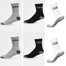 5, 10 Dozen Men Women Wholesale Lots Crew Socks Sports Cotton Logo USA Gift Xmas