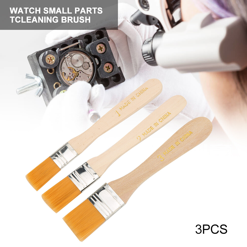 9pcs Watch Small Parts Cleaning Brush Wood Handle Watch Repairing Tools