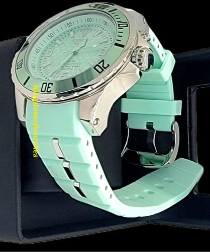 Kyboe! Men's Watch Giant 55MM Stainless Steel Case Green Silicone Band 100M WR - Picture 3 of 6