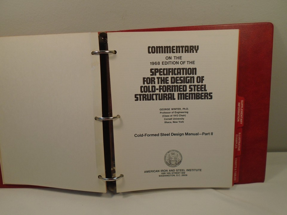 Cold Formed Steel Design Manual And Commentary AISI American Iron Cold formed steel design manual and commentary aisi american iron