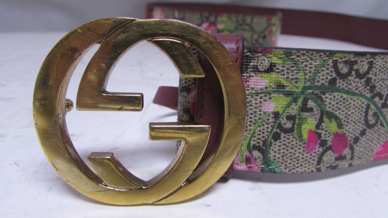 Authentic Gucci Floral Pattern GG Logo Mark Belt Inte… - Gem