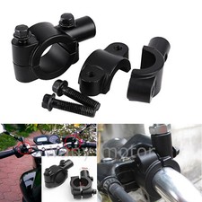 Universal Motorcycle Handle Bar Mirror Mount Holder Clamp Adaptor 7/8 10mm Black