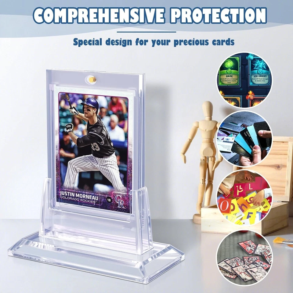 8Pcs Magnetic Card Holders For Trading Card 35Pt Hard Baseball Protector W Stand - Image 4 of 4