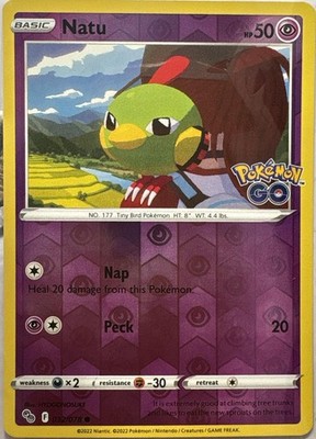 Natu Reverse Holo Common Pokemon GO 032/078 Pokemon Near Mint