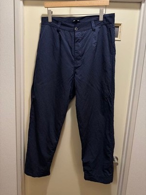 Evan Kinori Single Pleat Pants 32 Navy Cotton Nylon Trousers Made in USA