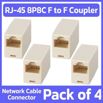 4 Pack RJ45 Inline Coupler Cat5e Cat6 Ethernet Network Cable Extender Connector